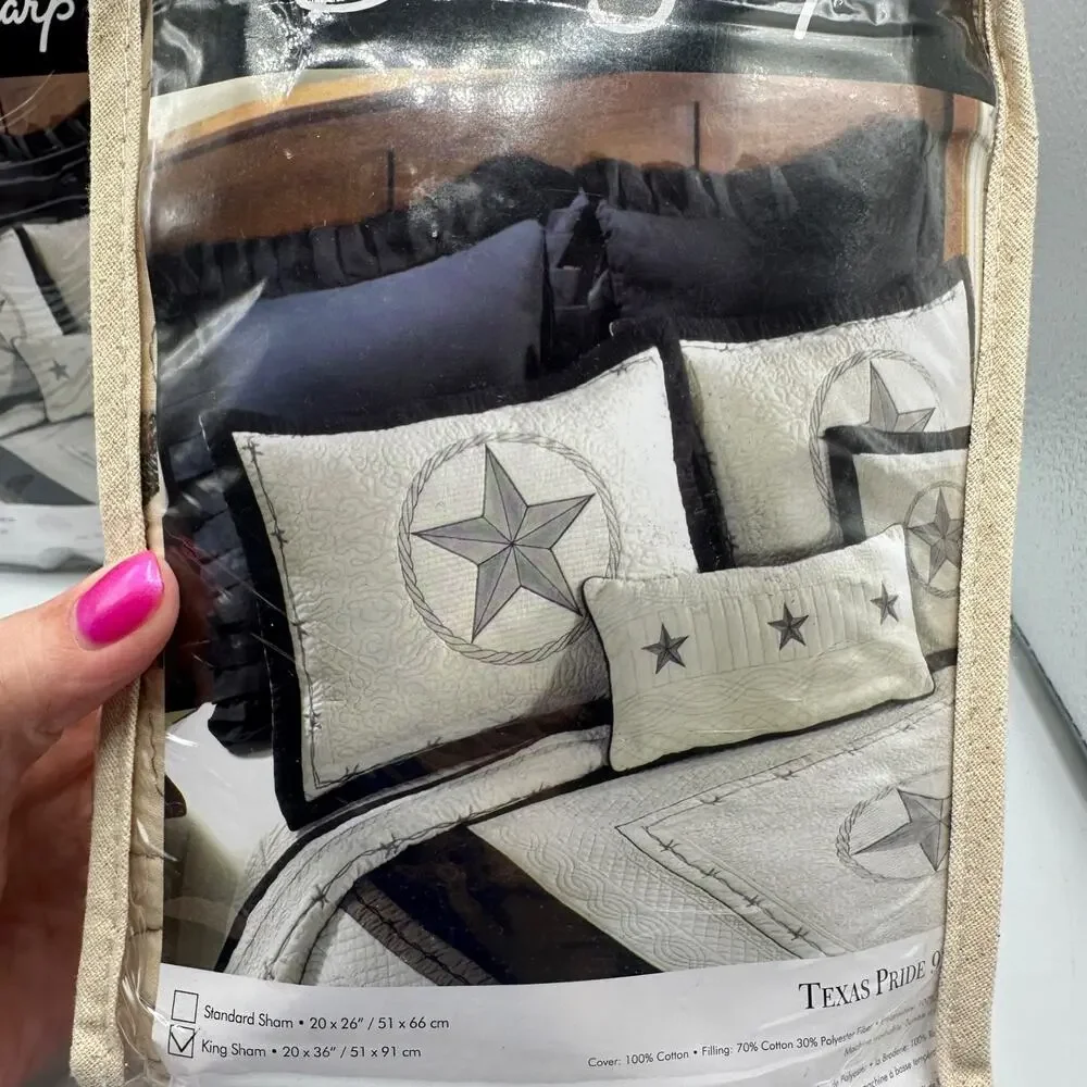 Donna Sharp Texas Pride 938 Lone Star Pillow Shams King Size NIP - 2